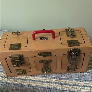 Tag Brown and Red Storage Box with Vintage Design